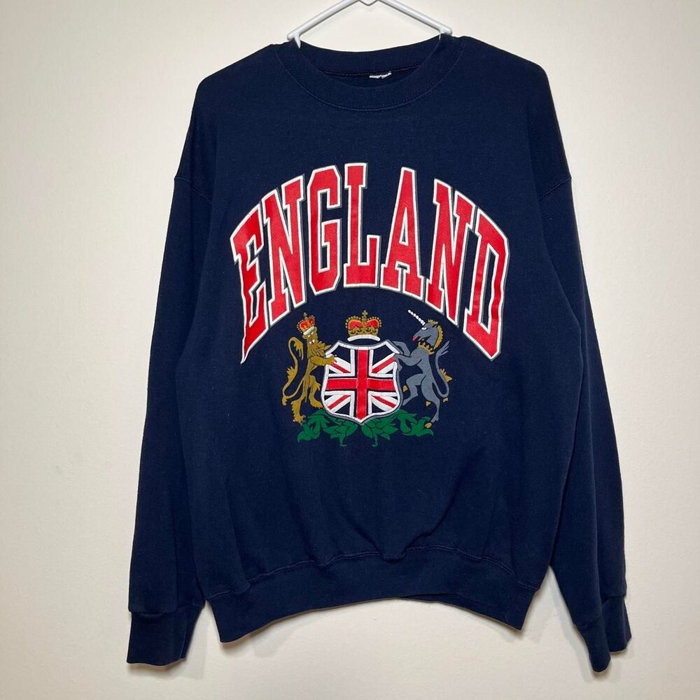 Vintage 80s England Unicorn Lion Destination Crewneck Sweatshirt Size Large